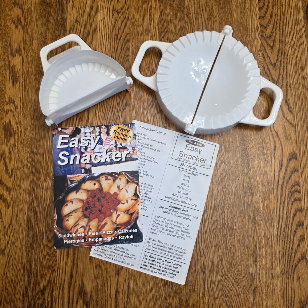 Easy Snacker Dough Press Cutter Empanada Pie Ravioli Maker Recipes Booklet 2pc